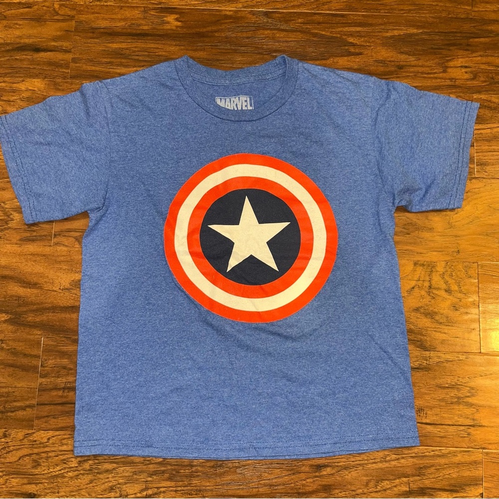 Marvel Shield Logo Heather Blue T-Shirt Youth M
